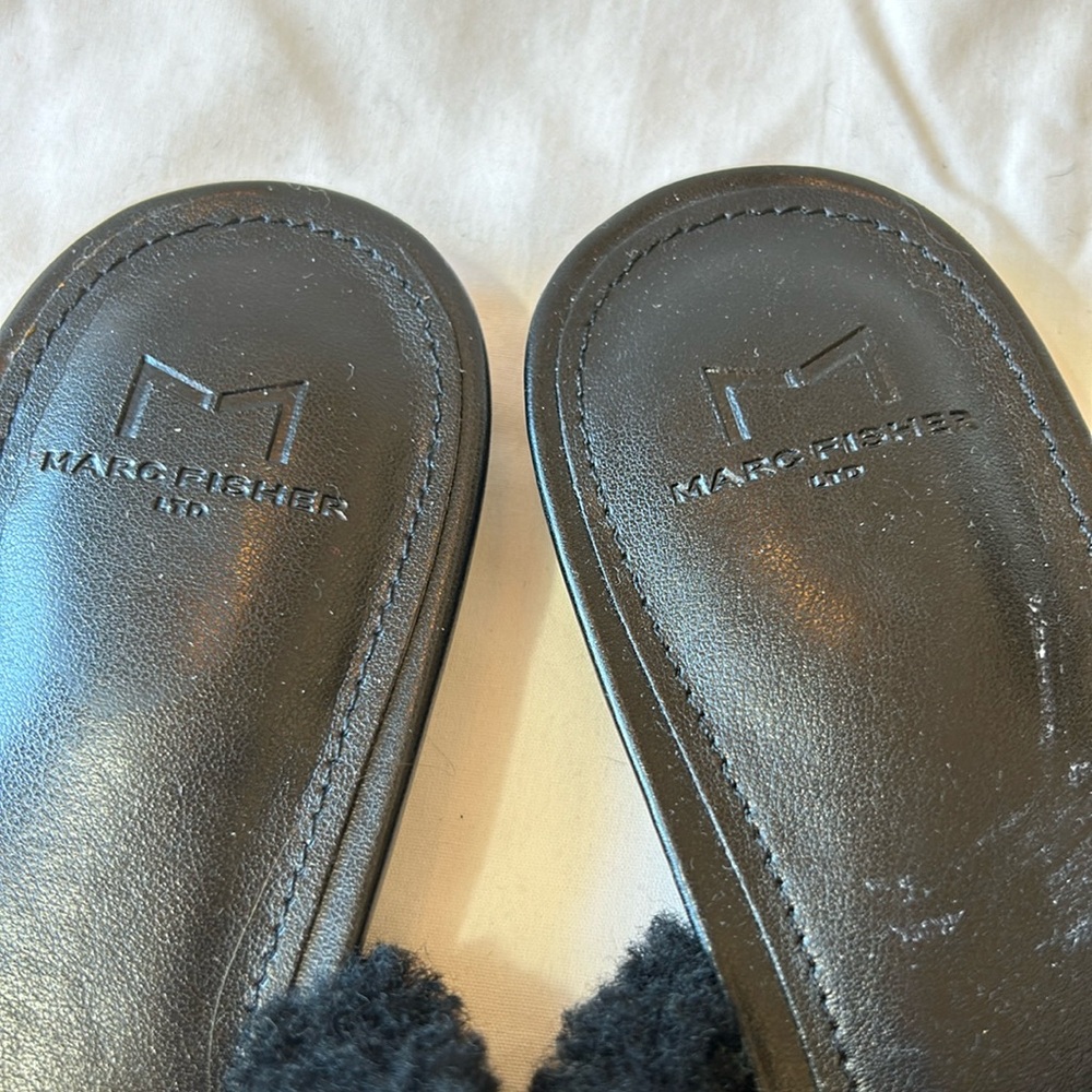 Marc Fisher LTD Womens Black Sibrinna Shearling Mules-Size 10 M NWOB - Picture 5 of 9